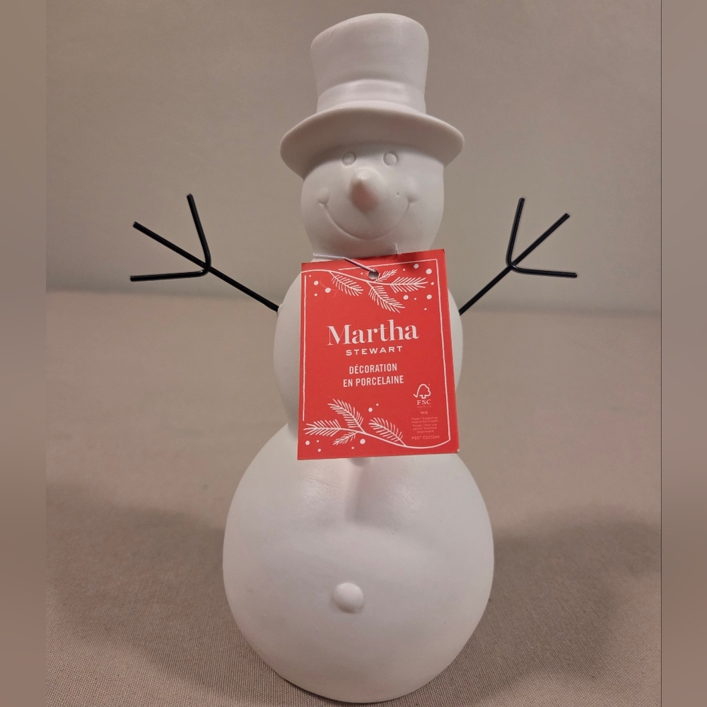 MARTHA STEWART WHITE SNOWMAN FIGURINE - Picture 2 of 4